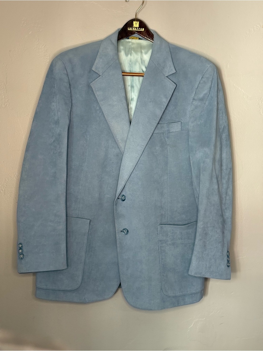 Vintage Paco Rabanne Blue Suede Blazer ~ Size 42R